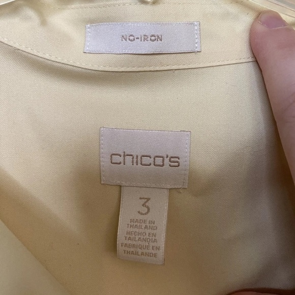 Chico's Yellow No Iron Button Up Top Women's Size 3 (US 16) - Picture 3 of 4